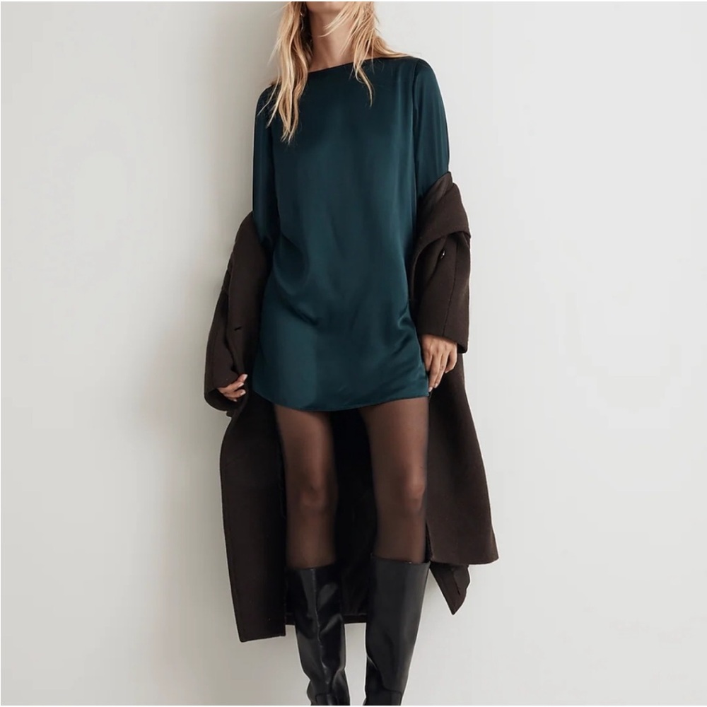 NWT- Madewell Satin Shift Mini Dress
